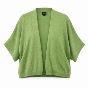 Eileen Fisher Cashmere Open Cardigan Women XL Green Luxe Minimalist Soft Kimono